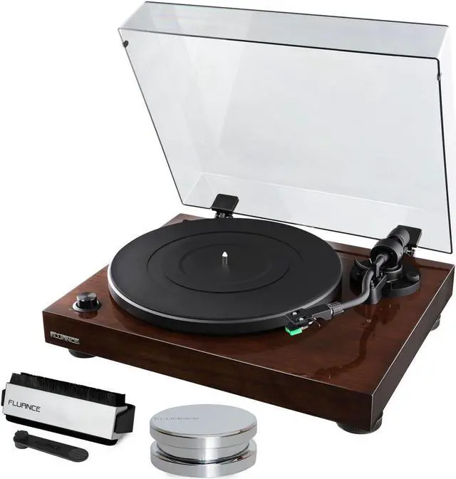 Main image of Fluance RT81 Elite High Fidelity Vinyl Turntable Record Player featuring Audio Technica AT95E, Belt Drive, Built-in Preamp with Record Weight and 3 in 1 Stylus and Record Cleaning Vinyl Accessory Kit