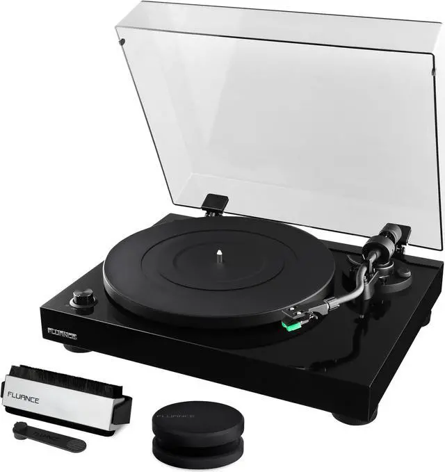 Main image of Fluance RT81 Elite High Fidelity Vinyl Turntable Record Player featuring Audio Technica AT95E, Belt Drive, Built-in Preamp with Record Weight and 3 in 1 Stylus and Record Cleaning Vinyl Accessory Kit
