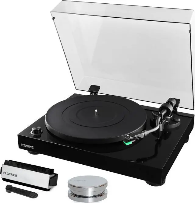 Main image of Fluance RT81 Elite High Fidelity Vinyl Turntable Record Player featuring Audio Technica AT95E, Belt Drive, Built-in Preamp with Record Weight and 3 in 1 Stylus and Record Cleaning Vinyl Accessory Kit