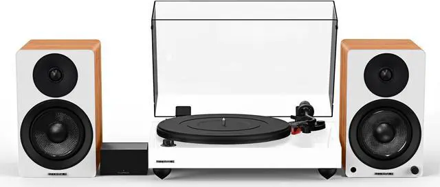 Main image of Fluance Reference RT83 High Fidelity Vinyl Turntable (White), PA10 Phono Preamp, Ai41 Powered 5" Bookshelf Speakers (Lucky Bamboo), Ortofon 2M Red Cartridge, 90W Class D Amplifier, Bluetooth