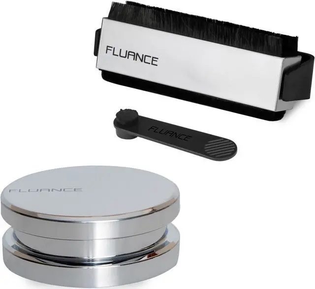 Main image of Fluance Vinyl Record Accessory Kit With Record and Stylus Anti-Static Carbon Fiber Brushes and Record Weight (VB52RW02)