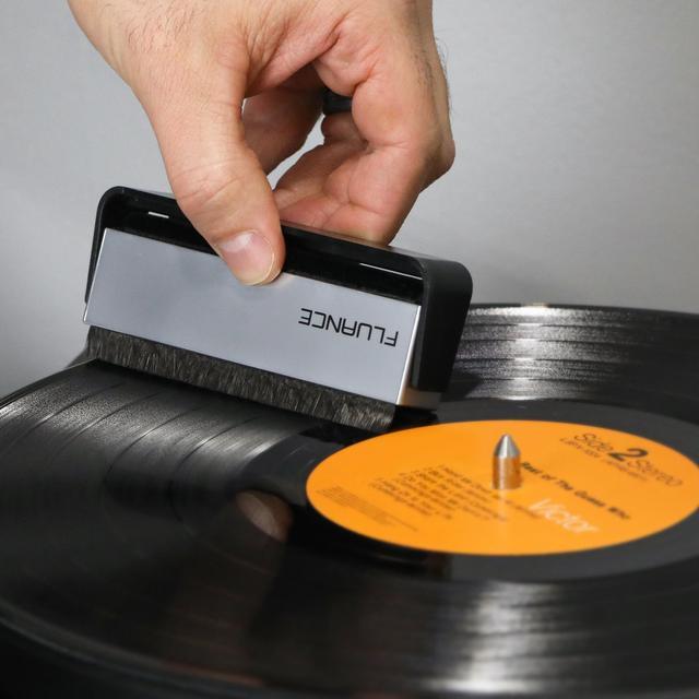 Alt view image 5 of 7 - Fluance Vinyl Turntable and Record Accessory Kit With Record And Stylus Anti-Static Carbon Fiber Brushes, Frosted Acrylic Platter and Record Weight (VB52AP03RW02)