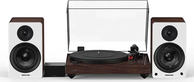 Main image of Fluance Reference RT83 High Fidelity Vinyl Turntable (Natural Walnut), PA10 Phono Preamp, Ai41 Powered 5" Bookshelf Speakers (White Walnut), Ortofon 2M Red Cartridge, 90W Class D Amplifier, Bluetooth
