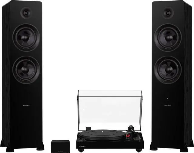 Main image of Fluance RT83 Reference High Fidelity Vinyl Turntable (Piano Black), PA10 Phono Preamp and Ai81 Powered Floorstanding Speakers (Black Ash), Ortofon 2M Red Cartridge, 150W Class D Amplifier, Bluetooth