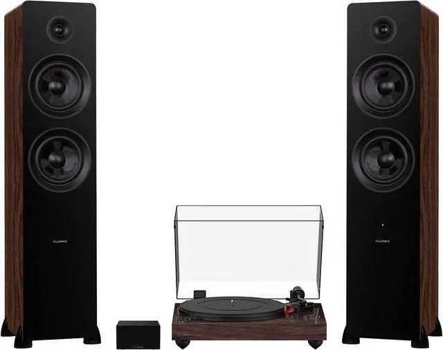 Main image of Fluance RT84 Reference High Fidelity Vinyl Turntable, PA10 Phono Preamp and Ai81 Powered Floorstanding Speakers, Ortofon 2M Blue Cartridge, 150W Class D Amplifier, Bluetooth (Natural Walnut)