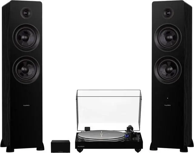 Main image of Fluance RT85 Reference High Fidelity Vinyl Turntable (Piano Black), PA10 Phono Preamp and Ai81 Powered Floorstanding Speakers (Black Ash), Ortofon 2M Blue Cartridge, 150W Class D Amplifier, Bluetooth