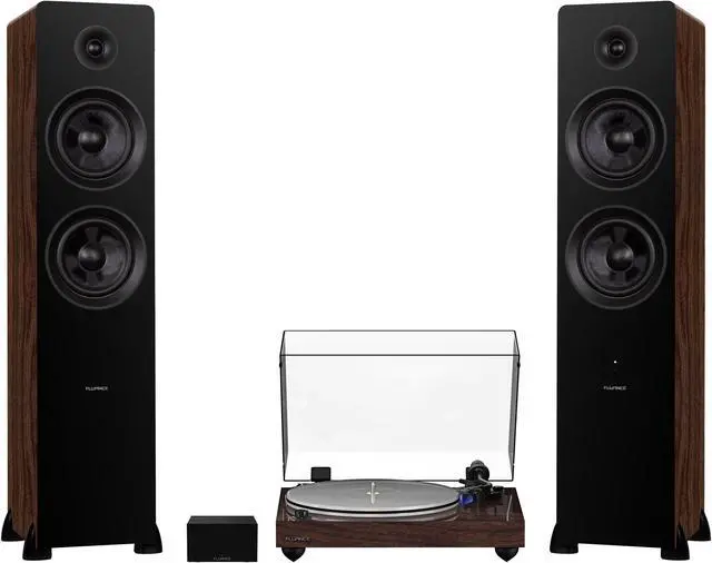 Main image of Fluance RT85 Reference High Fidelity Vinyl Turntable, PA10 Phono Preamp and Ai81 Powered Floorstanding Speakers, Ortofon 2M Blue Cartridge, 150W Class D Amplifier, Bluetooth (Natural Walnut)