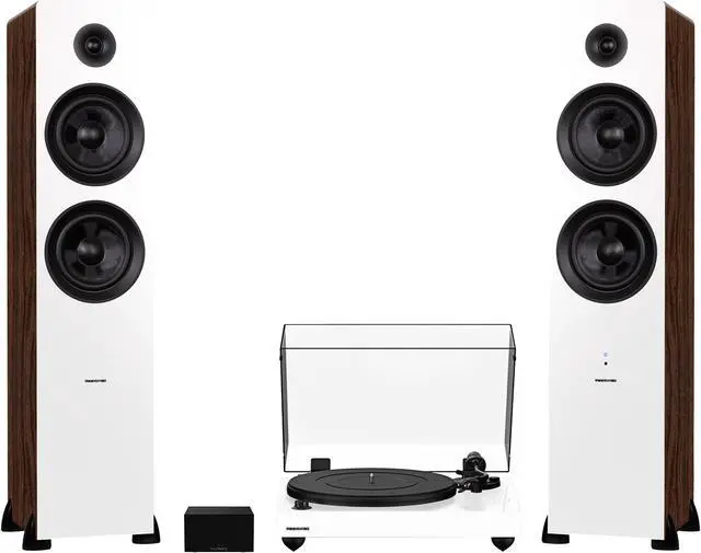 Main image of Fluance RT82 Reference High Fidelity Vinyl Turntable, PA10 Phono Preamp and Ai81 Powered Floorstanding Speakers, Ortofon OM10 Cartridge, 150W Class D Amplifier, Bluetooth (Natural Walnut)