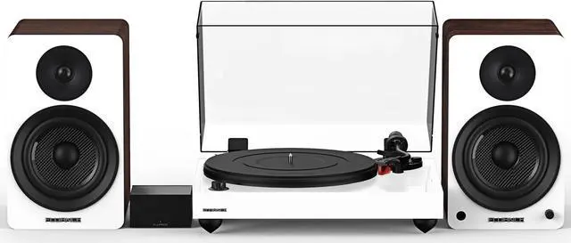 Main image of Fluance Reference RT83 High Fidelity Vinyl Turntable (White), PA10 Phono Preamp, Ai61 Powered 6.5" Bookshelf Speakers (White Walnut), Ortofon 2M Red Cartridge, 120W Class D Amplifier, Bluetooth