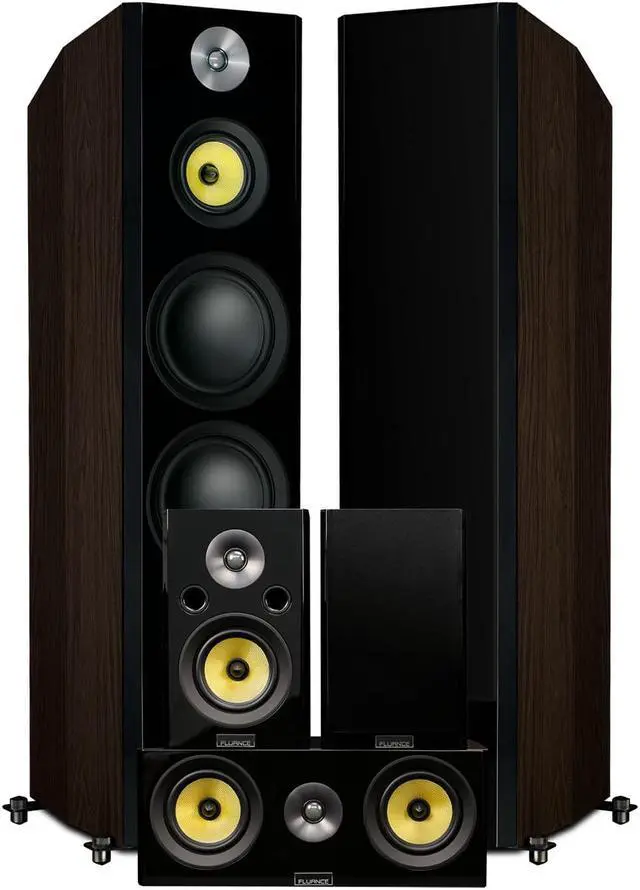 Alt view image 7 of 13 - Fluance Signature HiFi Surround Sound Home Theater 5.0 Channel Speaker System including 3-Way Floorstanding Towers, Center Channel and Rear Surround Speakers - Natural Walnut (HFHTBW)