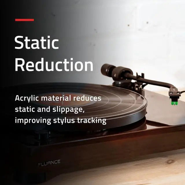 Alt view image 3 of 7 - Fluance Acrylic Platter Mat for Turntables - Reduces Vibrations for Improved Sound Clarity for Vinyl Record Playback, Antistatic, Precision Machined, Compatible with 12" Record Players (PM50)