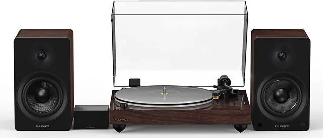 Main image of Fluance Reference RT85N High Fidelity Vinyl Turntable with PA10 Phono Preamp and Ai41 Powered 5" Bookshelf Speakers, Nagaoka MP-110 cartridge, 90W Class D Amplifier, Bluetooth (Natural Walnut)