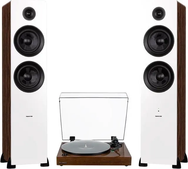 Main image of Fluance RT81+ Turntable (Walnut) and Ai81 Tower Speakers (White Walnut) Bundle: High Fidelity Vinyl Playback & Powerful Stereo Sound, Integrated Amplifiers