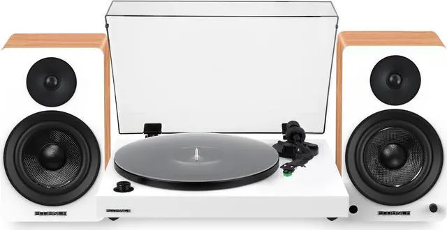 Main image of Fluance RT81+ Elite Vinyl Turntable (White) and Ai61 6.5" Stereo Bookshelf Speakers (Lucky Bamboo) Bundle: High Fidelity Sound, Detailed Audio Reproduction, Seamless Integration