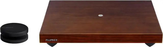 Main image of Fluance Turntable Isolation Base Anti-Vibration Wood Platform And HiFi Vinyl Record Weight Stabilizer with Rubberized Finish - Natural Walnut