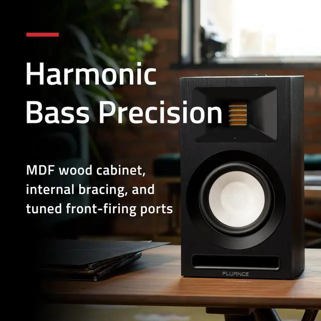 Alt view image 5 of 7 - Fluance Ri71 Reference Stereo Powered Bookshelf Speakers with High Performance AMT Tweeters, 5" Drivers, 120W Amplifier for Music, Turntable, TV, PC - HDMI, Bluetooth, RCA & Subwoofer Out (Black Ash)
