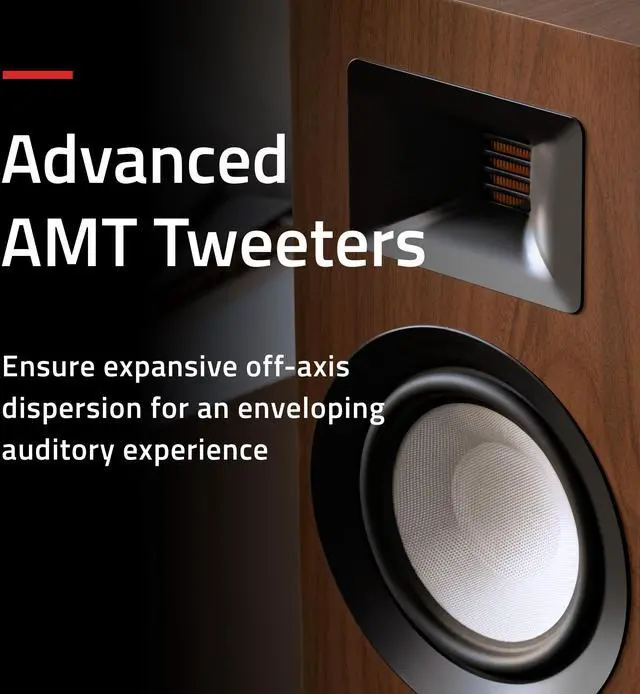 Alt view image 3 of 7 - Fluance Ri91 Reference Stereo Powered Floorstanding Tower Speakers with High Performance AMT Tweeters, 2x6.5" Drivers, 150W Amplifier for Turntable, TV, PC - HDMI, Bluetooth, RCA & Sub Out (Walnut)
