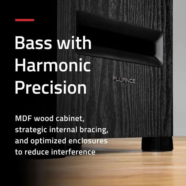 Alt view image 5 of 7 - Fluance Ri91 Reference Stereo Powered Floorstanding Tower Speakers with High Performance AMT Tweeters, 2x6.5" Drivers, 150W Amplifier for Turntable, TV, PC - HDMI, Bluetooth, RCA & Sub Out (Walnut)