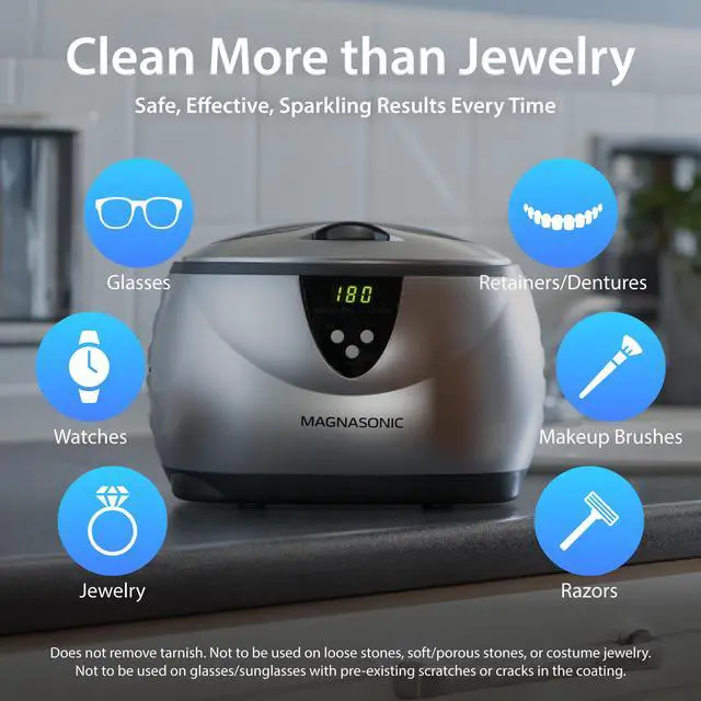 Alt view image 3 of 7 - Magnasonic Ultrasonic Cleaner - 20oz Tank Ultrasonic Jewelry Cleaner & Ultrasonic Retainer Cleaner, Digital Timer, 5 Cleaning Modes for Glasses, Rings, Dentures, Tools, Aligners (UC22)