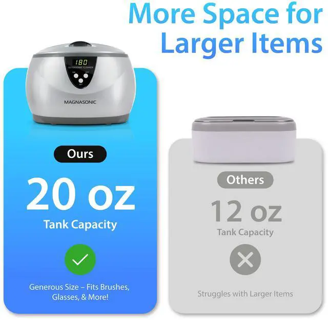 Alt view image 7 of 7 - Magnasonic Ultrasonic Cleaner - 20oz Tank Ultrasonic Jewelry Cleaner & Ultrasonic Retainer Cleaner, Digital Timer, 5 Cleaning Modes for Glasses, Rings, Dentures, Tools, Aligners (UC22)