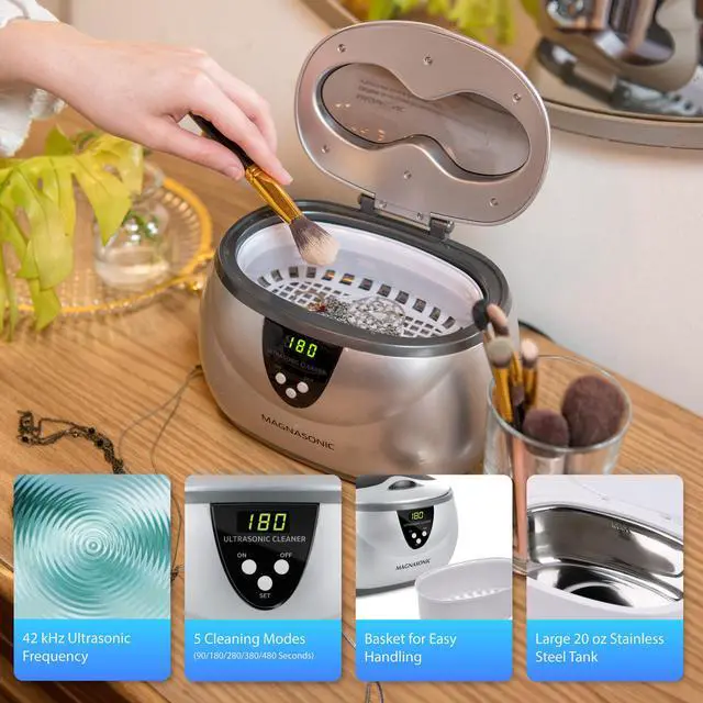 Alt view image 5 of 7 - Magnasonic Ultrasonic Cleaner - 20oz Tank Ultrasonic Jewelry Cleaner & Ultrasonic Retainer Cleaner, Digital Timer, 5 Cleaning Modes for Glasses, Rings, Dentures, Tools, Aligners (UC22)