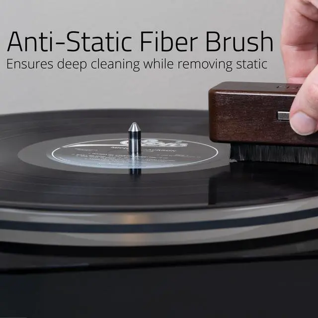 Alt view image 4 of 7 - Fluance 3-in-1 Vinyl Record & Stylus Cleaning Kit with Anti-Static Carbon Fiber Brush, Velvet Brush, Stylus Brush - Precise Cleaning to Restore Sound Quality (VB65)