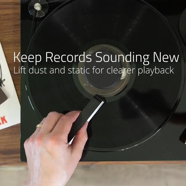 Alt view image 2 of 7 - Fluance Anti-Static Carbon Fiber Record Cleaning Brush - Safely Removes Dust & Static from Vinyl Records to Preserve Sound Quality and Reduce Pops, Crackles, Surface Noise (VB50)