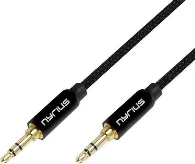 Alt view image 4 of 10 - Nyrius Premium Grade 3.5mm Auxiliary Audio Cable (3 Feet) with Tangle Free Braided Protective Shielding & Gold Plated Step Down Connector for Smartphones, Tablets, Home Stereo, Car Audio (AC03).