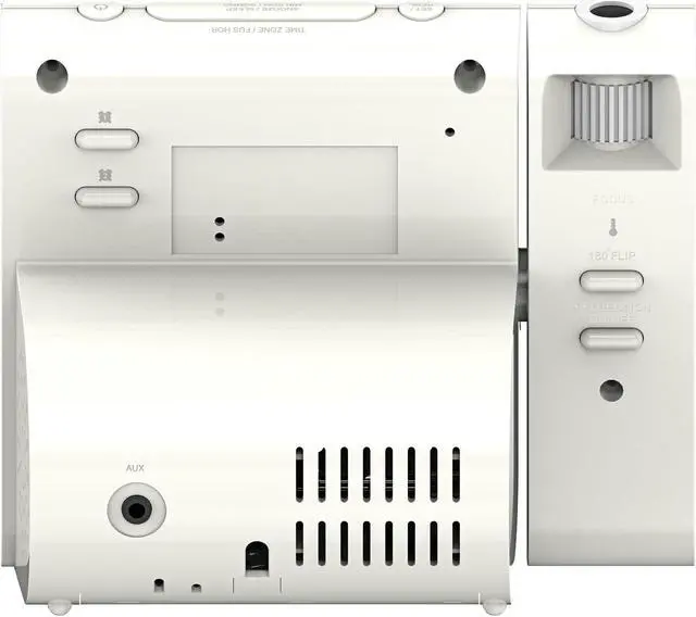 Alt view image 4 of 13 - Magnasonic Projection Alarm Clock with AM/FM Radio, Battery Backup, Auto Time Set, Dual Alarm, Nap/Sleep Timer, Indoor Temperature/ Date Display with Dimming & 3.5mm Audio Input - White (EAAC601W)