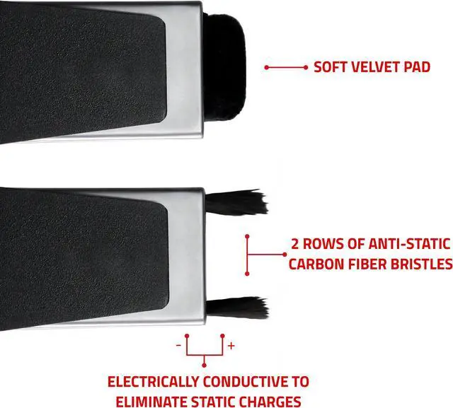 Alt view image 3 of 13 - Fluance Vinyl Record & Stylus Cleaning Kit with 2-in-1 Anti-static Carbon Fiber & Soft Velvet LP Brush and Stylus Brush (VB52)