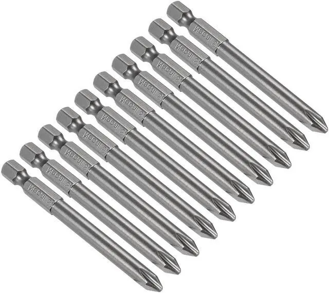 Main image of 1/4-Inch Hex Shank 75mm Length Phillips Cross 6PH2 Magnetic Screw Driver S2 Screwdriver Bits 10pcs