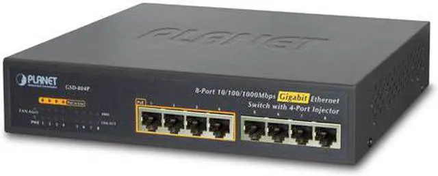 Alt view image 3 of 5 - Planet GSD-804P 8-Port 10/100/1000 Mbps with 4-Port PoE Ethernet Switch