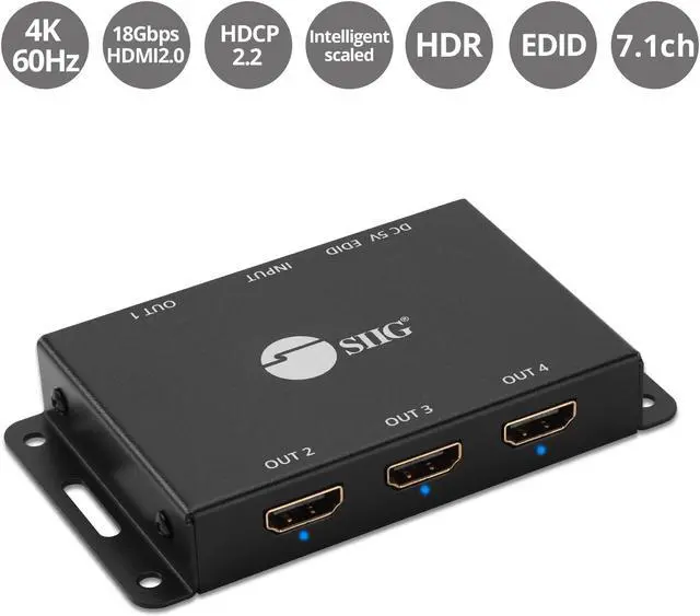 Alt view image 5 of 17 - SIIG CE-H23L11-S1 4 Port HDMI 2.0 HDR Mini Spli