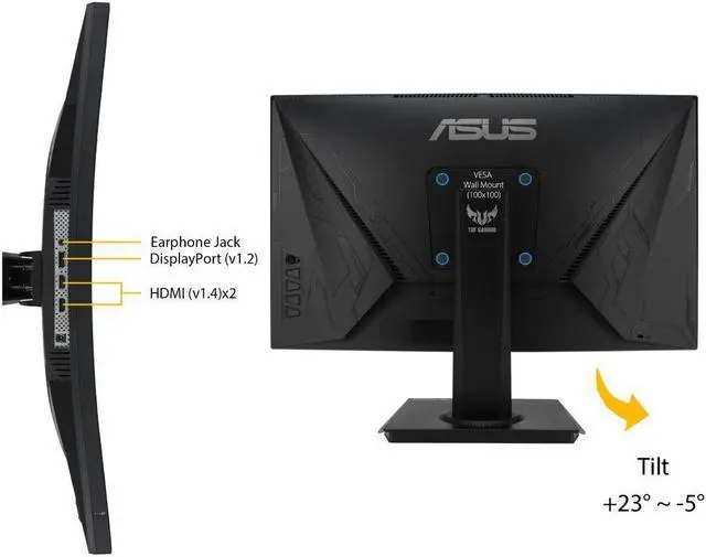 Alt view image 4 of 12 - ASUS TUF GAMING VG24VQE 23.6IN 1080P FULL HDASUS TUF Gaming VG24VQE 23.6 Curved Monitor, 1080P Full HD, 165Hz (Supports 144Hz), 1ms, Extreme Low Motion Blur, FreeSync Premium, Shadow Boost, Eye Care