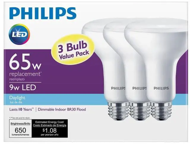 Alt view image 2 of 3 - Philips 464180 65W Equivalent Daylight Dimmable BR30 LED Light Bulb (3 Pack)