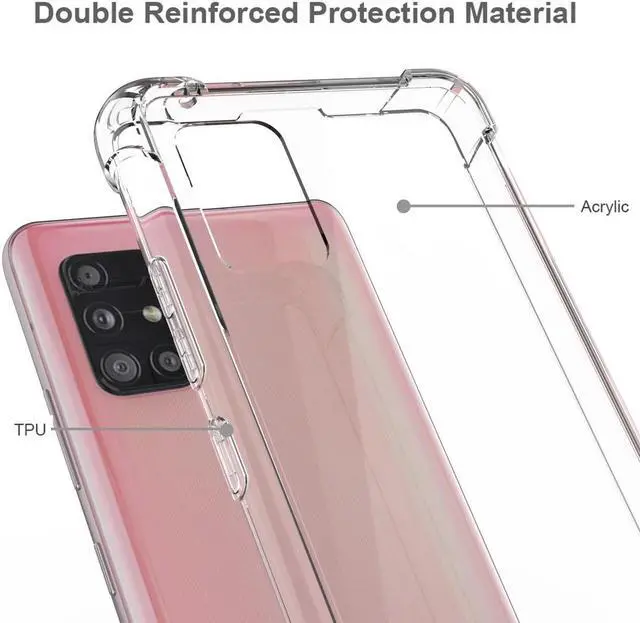 Alt view image 2 of 5 - AquaFlex Transparent Anti-Shock Clear Case Slim Cover for Samsung Galaxy A51