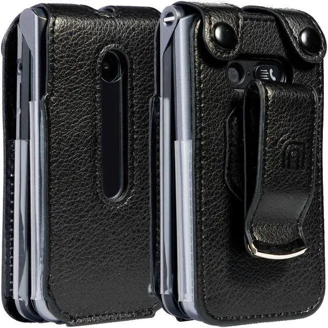 Main image of Black Vegan Leather Case with Belt Clip for LG Classic Flip Phone (L125DL)