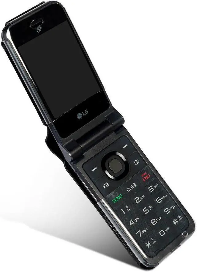 Alt view image 4 of 7 - Black Vegan Leather Case with Belt Clip for LG Classic Flip Phone (L125DL)