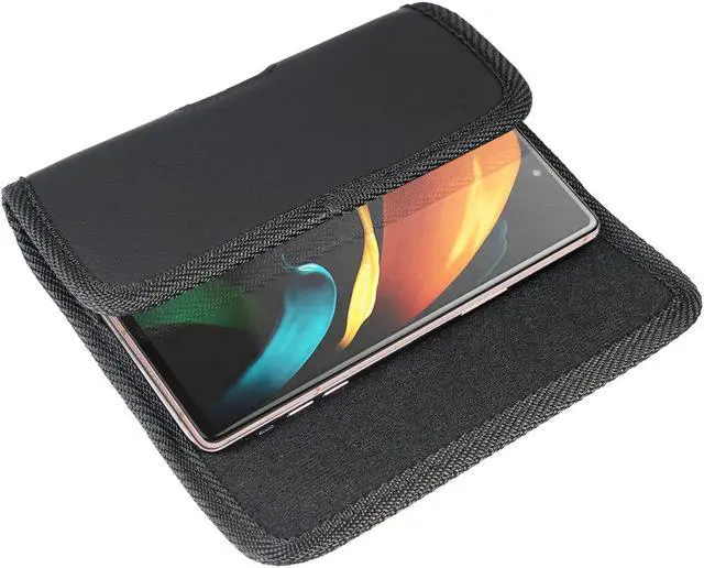 Alt view image 5 of 7 - Black Vegan Leather Case Pouch Metal Belt Clip for Samsung Galaxy Z Fold 5 4 3