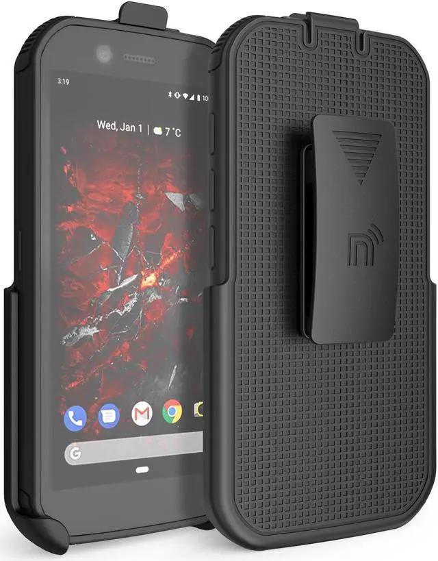 Alt view image 2 of 8 - Black Rotating/Ratchet Belt Clip Holster Case Stand for CAT S42 and S42 H+ Phone