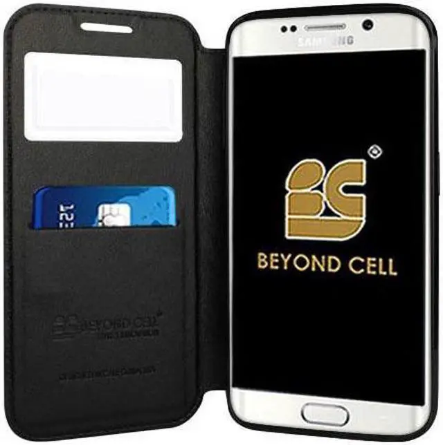 Alt view image 4 of 4 - BLACK INFOLIO WINDOW WALLET CREDIT ID CARD CASE STAND FOR SAMSUNG GALAXY S6 EDGE