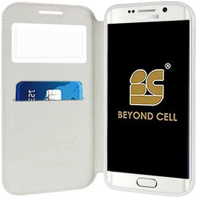Alt view image 4 of 4 - WHITE INFOLIO WINDOW WALLET CREDIT ID CARD CASE STAND FOR SAMSUNG GALAXY S6 EDGE