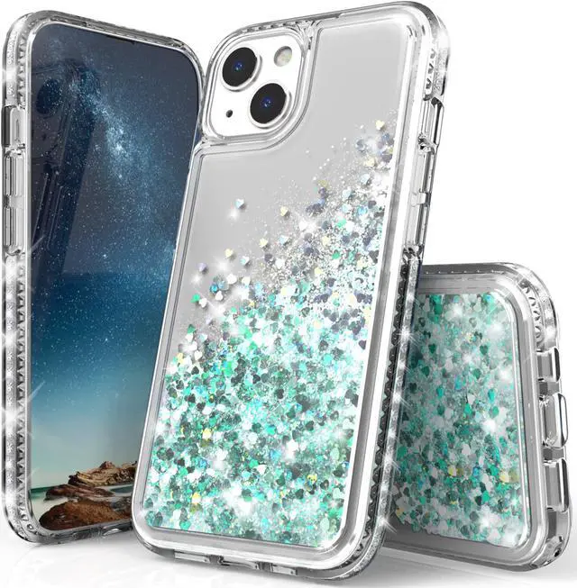 Main image of Clear Liquid Sand Glitter Waterfall Case Cover for iPhone 13
