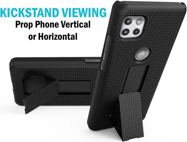 Alt view image 4 of 7 - Black Case Cover and Belt Clip Holster for Motorola Moto One 5G ACE Phone XT2113