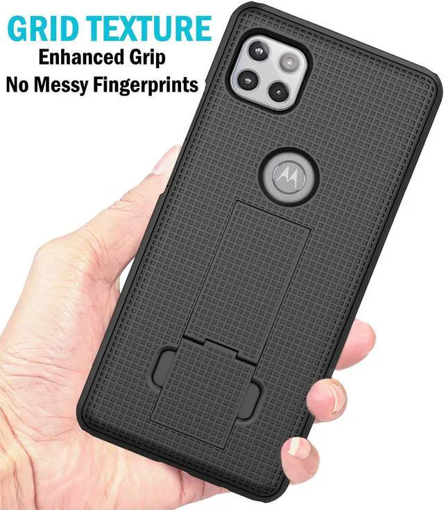 Alt view image 5 of 7 - Black Case Cover and Belt Clip Holster for Motorola Moto One 5G ACE Phone XT2113