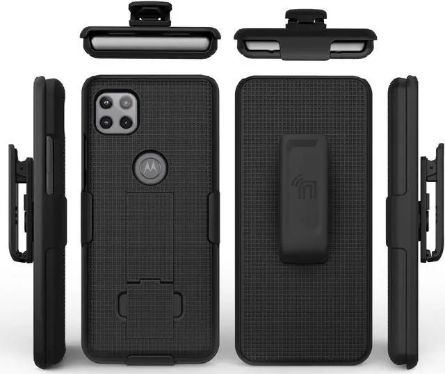 Alt view image 6 of 7 - Black Case Cover and Belt Clip Holster for Motorola Moto One 5G ACE Phone XT2113