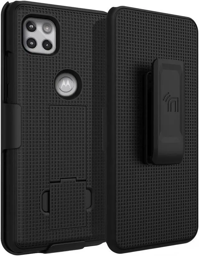 Alt view image 3 of 7 - Black Case Cover and Belt Clip Holster for Motorola Moto One 5G ACE Phone XT2113