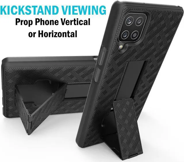 Alt view image 3 of 7 - Black Hard Case Cover Stand and Belt Clip Holster for Samsung Galaxy A42 5G