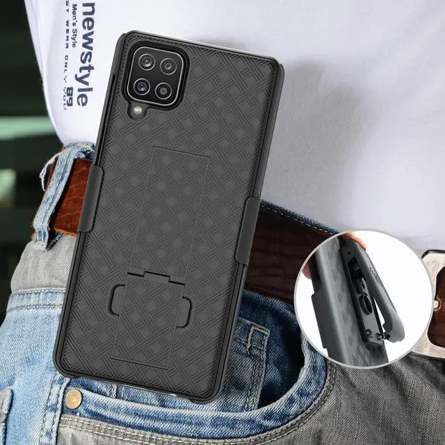 Alt view image 7 of 7 - Black Hard Case Cover Stand and Belt Clip Holster for Samsung Galaxy A42 5G