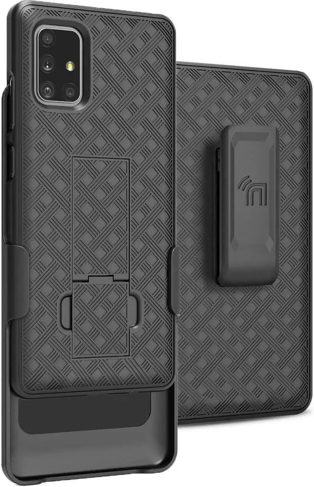 Main image of Black Case Kickstand Cover and Belt Clip for Verizon Samsung Galaxy A71 5G UW